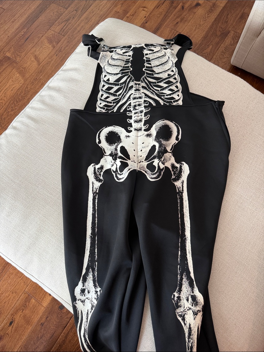 Black Skeleton Print Overalls - Women's Jumpsuit